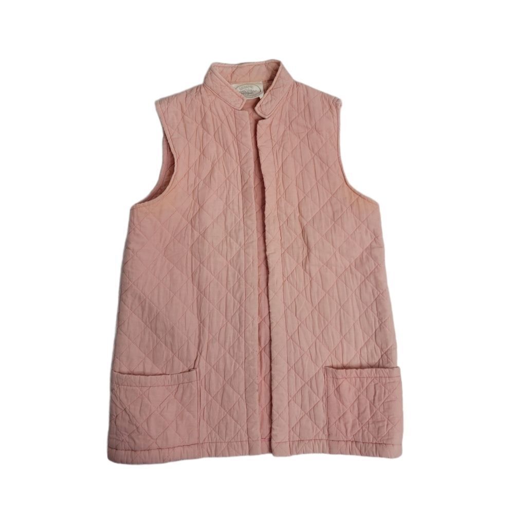 VINTAGE 70s vest Laura Ashley quilted pink top M‎